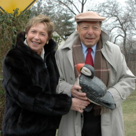 Puffin Foundation, Ltd. Executive Director Gladys Miller-Rosenstein and President Perry Rosenstein during renaming of E. Oakdene Ave. to Puffin Way by the Town Council of Teaneck
