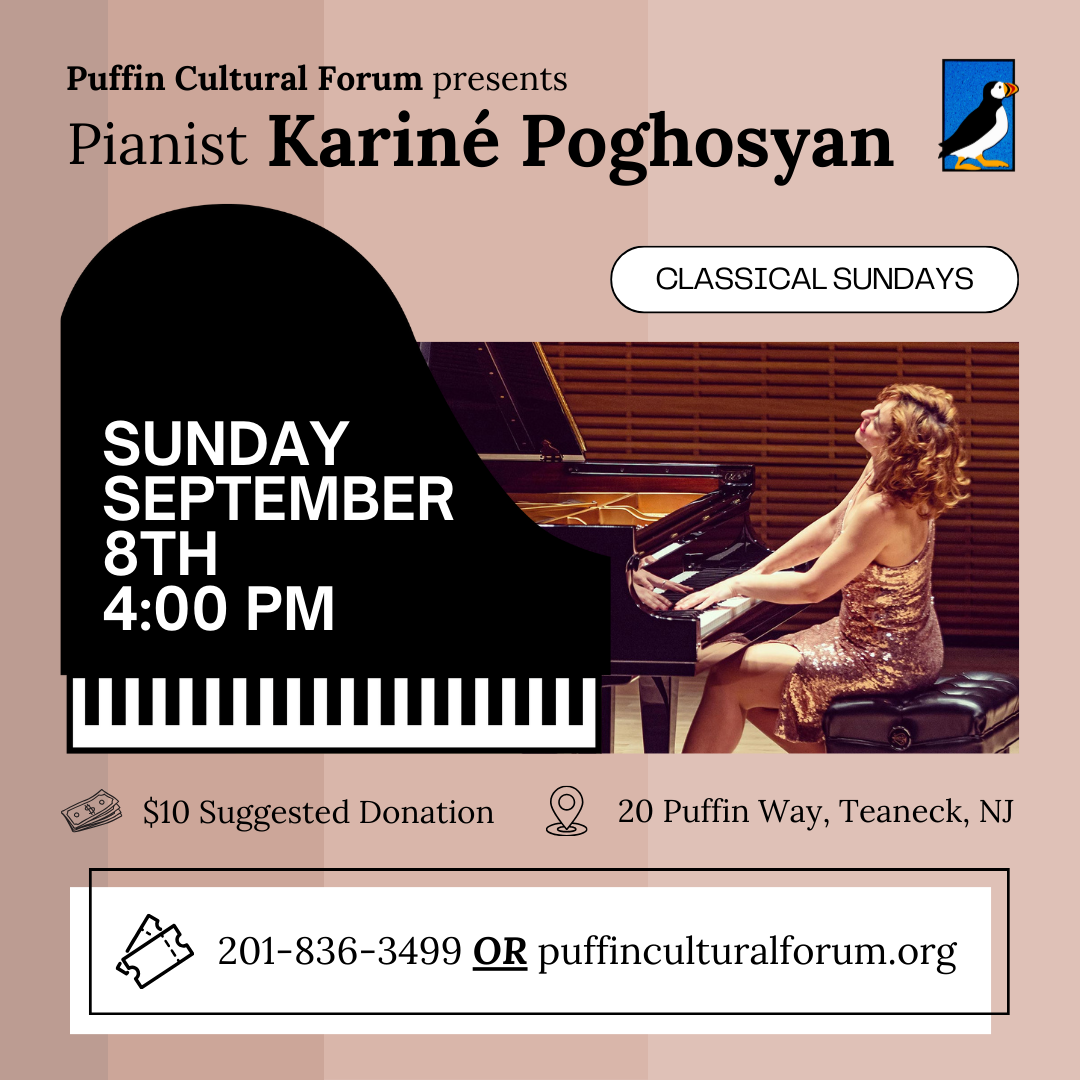 Flier for "Classical Sundays: Kariné Poghosyan" at the Puffin. All flier info in event description.