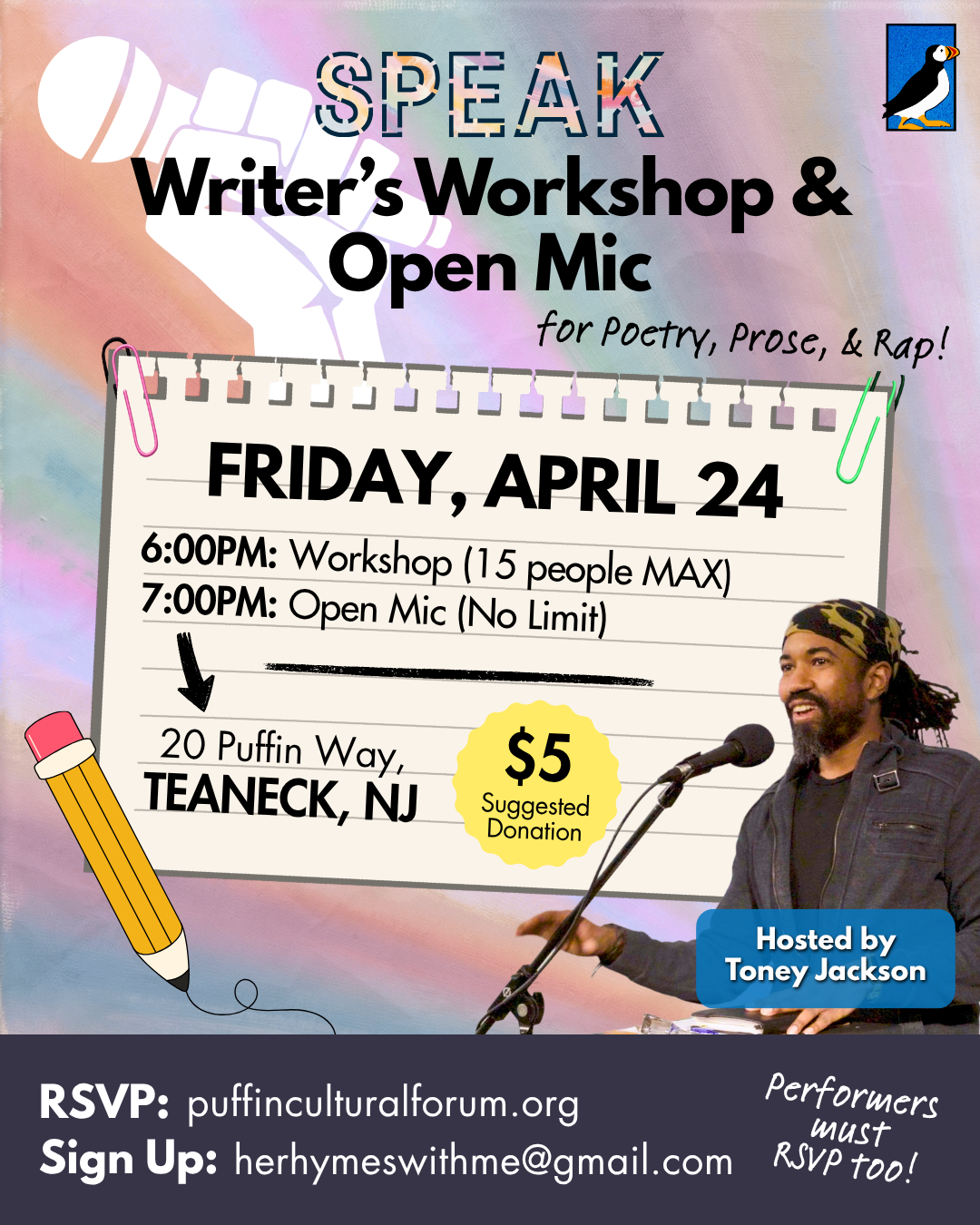 SPEAK APRIL 2026 - IG Flyer - The Puffin Cultural Forum