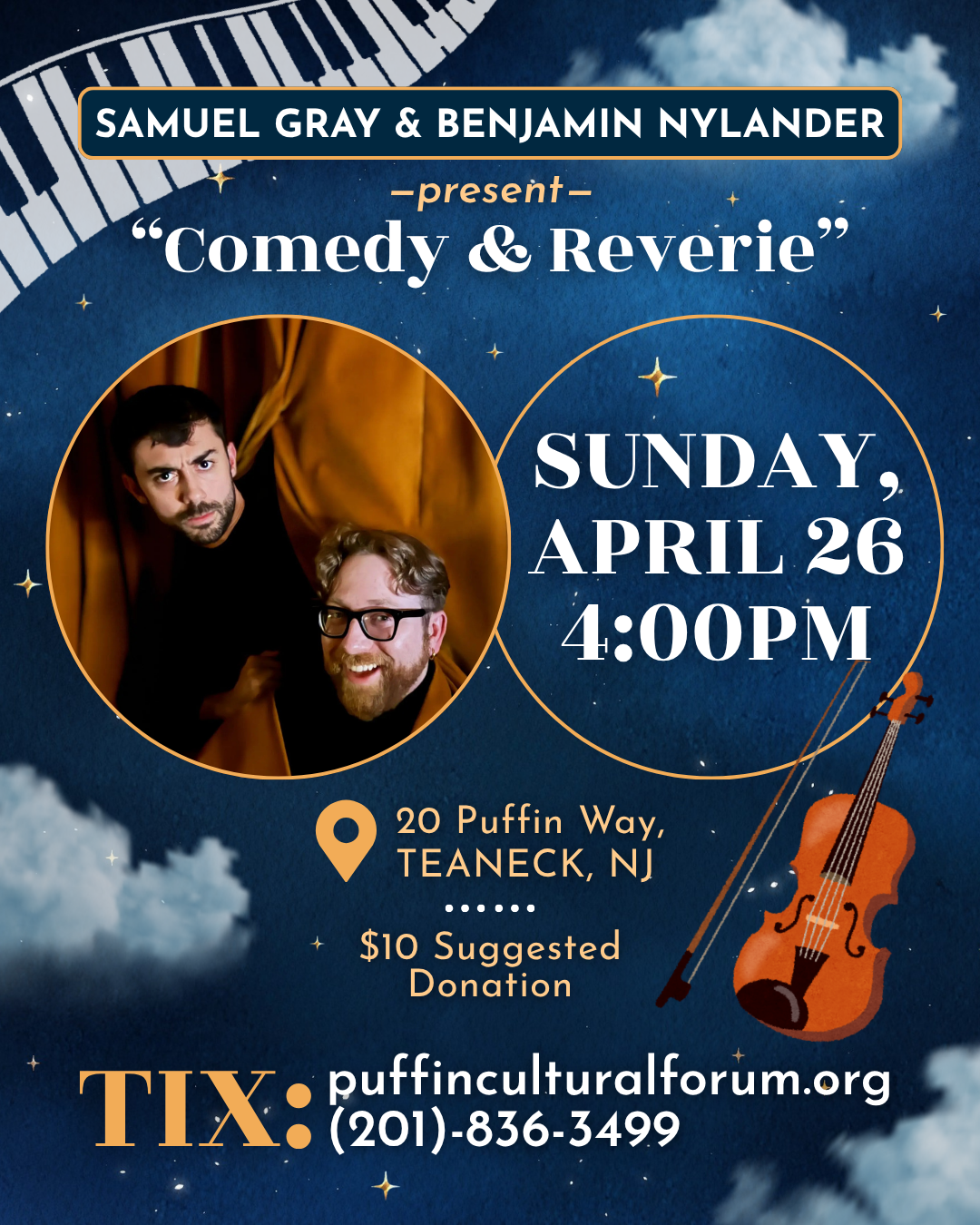 Comedy and Reverie - Insta flyer - The Puffin Cultural Forum